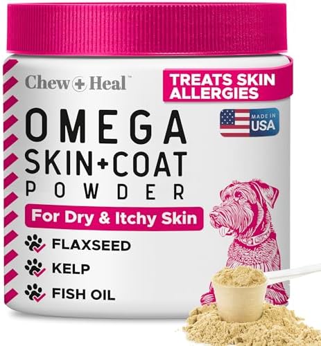Dog Skin and Coat Supplement - Omega 3 6 9 with Kelp Powder, 14 oz