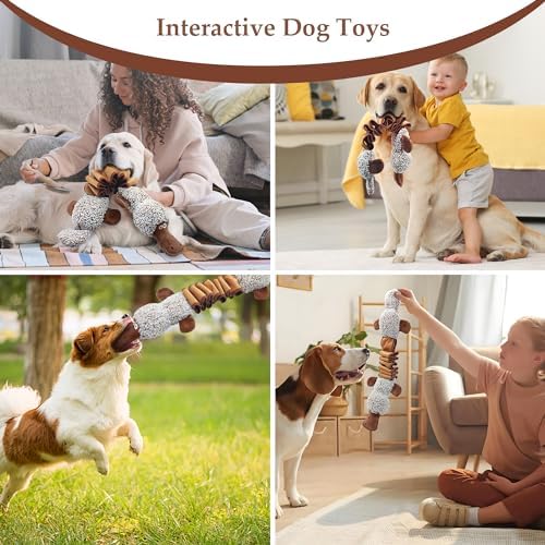 BUYPOW Dog Toys for Large Dog - Plush Squeaky Medium & Small Dog Toys (3pack Monkey & Patypus)