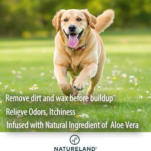 Natureland Dog and Cat Ear Finger Wipes, Large Otic Cleaning, 50 Count