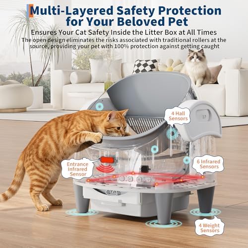 Automatic Self-Cleaning Cat Litter Box with App, Open Top, White