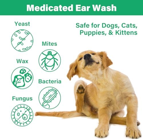 Dog Ear Infection Treatment, Dog Ear Cleaning Solution, Dog Ear Rinse Dog Eye Wipes, 120 Pet Tear Stain Wipes for Dogs and Cats,