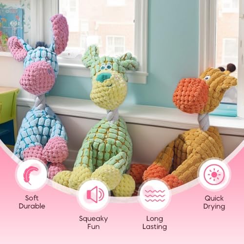 Eadwe 2026 New Dog Toys, Indestructible Plush Dog Toy, Dogs Toys for Aggressive Chewers, Dogs Squeaky Chew Toy for Indoor Pups Teething (A)