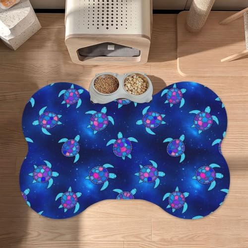 Sea Turtle Galaxy Pet Mats for Food and Water