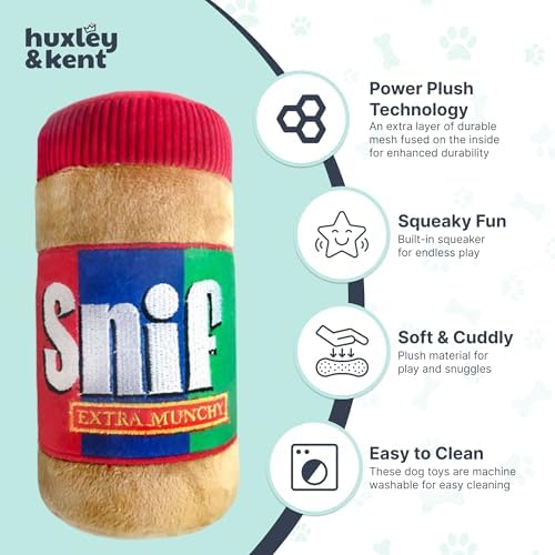 Huxley & Kent Power Plush Squeaky Dog Toy, Snif, Medium