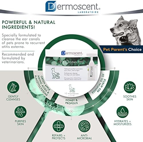 Dermoscent Pyoclean OTO Dog Ear Cleaner - Drops to Stop Head Shaking, Itchy & Waxy Ears - Non-Toxic - Ear Cleaning Solution for Dogs