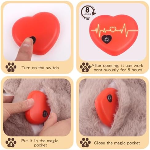 BEVERLYSHARK Heartbeat Puppy Toy Dog Anxiety Relief Calming Aid Heartbeat Stuffed Animal Behavioral Training and Sleep Aid Comfort Dog Toy Crate Training Heartbeat Dog Toy for Small Medium Large Dogs