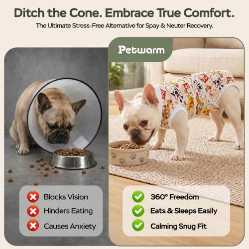 PetWarm Dog Recovery Suit, Surgery Suit for Dogs, Zoo, Red White, XL