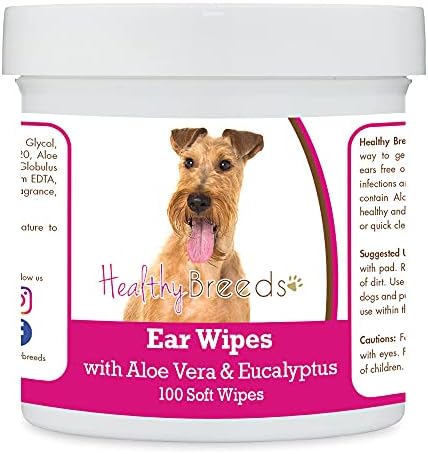 Healthy Breeds Irish Terrier Ear Cleaning Wipes with Aloe & Eucalyptus for Dogs 100 Count
