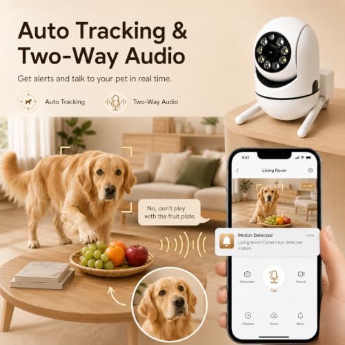 Pet Camera Indoor with Phone App, Dog Camera for Home Alone Pets
