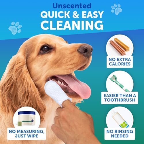 Dental Finger Wipes for Dogs Teeth - 50 Count - Unscented Dog Dental Wipes