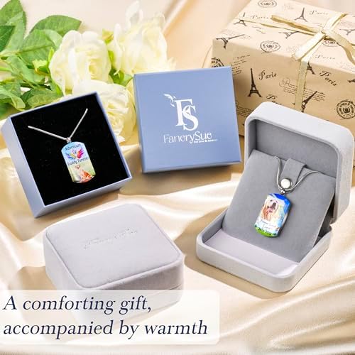 Fanery Sue Pet Ashes Necklace for Dog Cat, Custom Photo & Text