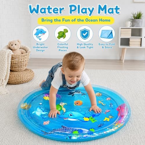 2026 Upgraded Cat Water Mat – 5-Layer Anti-Scratch Leak-Proof Sensory Play Mat for Indoor Cats, BPA-Free Cooling Water Pad, Interactive Enrichment Toy (S8, 65 * 50CM, 4 Fish + Pump Included)