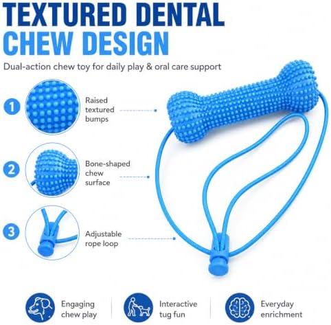 Paw Motion Dog Dental Toy, Dual-Action Rope Chew Toy for Teeth Cleaning, Interactive Tug Toy with Textured Knots, Puppy Training Toy for Small Medium Large Dogs，2 Packs