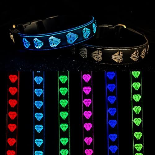 Subversive USB-C led Light up Airtag Dog Collar, Subversive 3D Sunflower Design Comfortable and Soft Material,Multicolored Lighting (D-Black, M(15.7-19.7"))