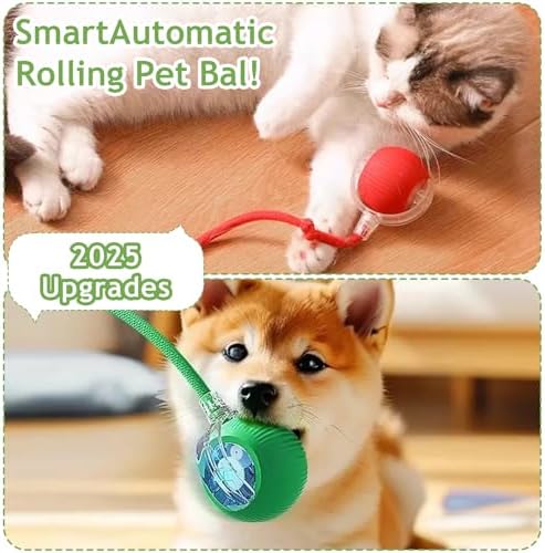 Jiexily Interactive Cat Toys Balls for Indoor Cats, 2025 New Motion Activated Cat Balls with 360° Smart Automatic Rolling Moving for Bored Kitten Pet Cats Dogs (Gray)