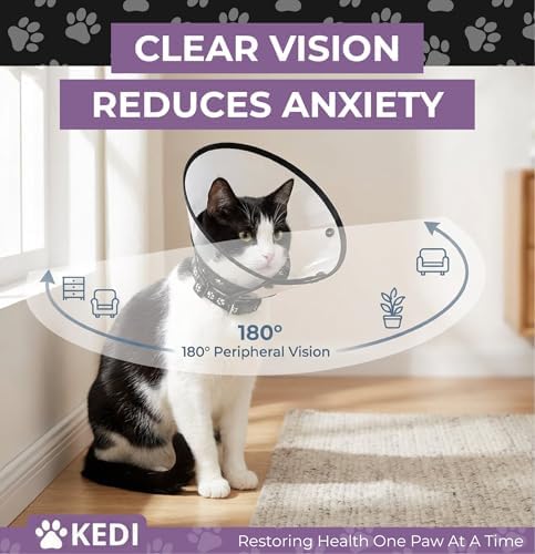 Cat Cone Collar After Surgery to Stop Licking, Escape-Proof, Black Medium