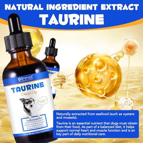 Taurine for Dogs - Taurine Drops for Dog Supports Heart Health, Muscle Function & Daily Vitality Immune System - Liquid Amino Acid Supplement - Pet Wellness Formula for All Breeds Dogs - 2 fl oz