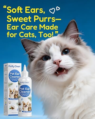 Ear Cleaner for Dogs & Cats - Gentle Ear Cleaning Solution with Natural Non-Irritating Formula for Sensitive Ear Care, Removes Built-up Wax, Discharge, Dirt & Debris - 8 OZ