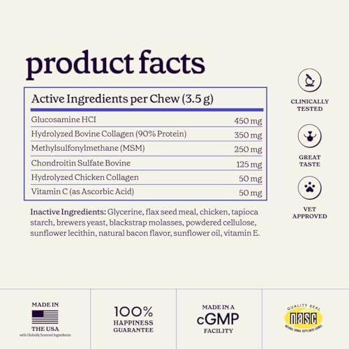 Premium Glucosamine For Dogs – Advanced Hip & Joint Supplement With Glucosamine Chondroitin For Dogs Flexibility, Mobility & Relief – Hip & Joint Supplement With Collagen & MSM – 120 Chews