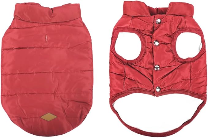 Warm Dog Coat, Windproof Dog Jacket Fleece Pet Winter Coats Solid Color Dogs Clothes Cold Weather Pet Jacket Vest Soft Puppy Apparel for Small Medium Dogs Cat (XL, Red)
