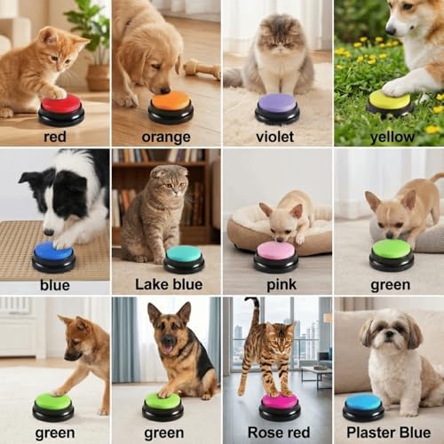 Dog Training Buttons Recordable Sound Generator for Pet Communication, Durable ABS with 3.15 Inch Design for Small Medium Dogs(Bright Orange)