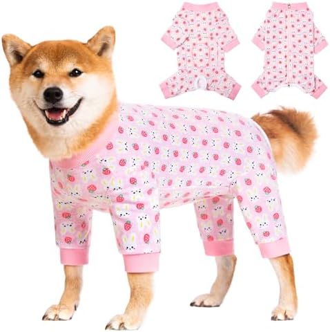 Dog Recovery Suit for Small Medium Large Dogs, Pet Onesie After Surgery Comfort Dog Bodysuit Anti Licking (Pink Bunny,4XL)