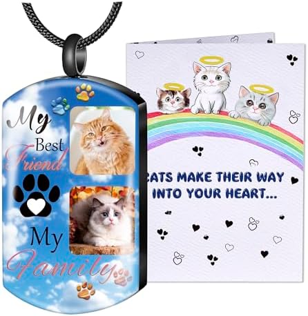 Fanery Sue Pet Ashes Necklace for Dog Cat, Custom Photo & Text