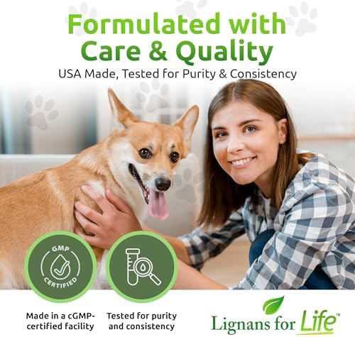Lignans For Life Flaxseed and SDG - Omega 3 Fatty Acids, Fiber Antioxidants - Helps Improve Shiny Coat, Digestive and Heart Health, 25mg, 90 Capsules, 1 Pack