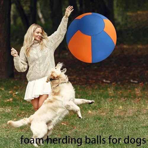 Sheepdog Herding Ball 10/18/22/25 Inch, Heavy-Duty Double-Layer Anti-Burst Tear-Resistant Interactive Dog Toy with Air Pump Washable Cover for Indoor Outdoor Play (Three Colors, 25 in)