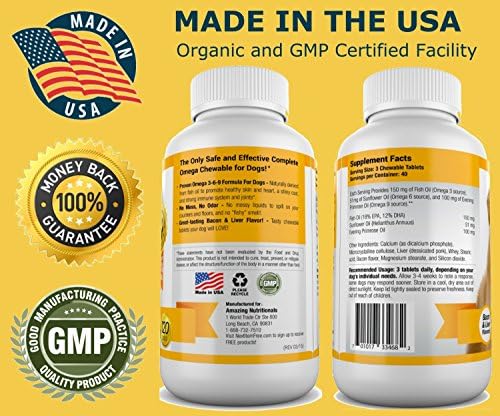 Amazing Omega 3 for Dogs - Fish Oil for Dogs Supplement 120 Salmon Chews - Itchy Skin, Dry Skin, Shedding & Coat Support - Omega Fatty Acids EPA DHA - Made in USA