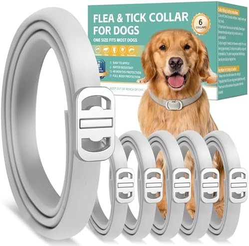 Flea and Tick Collar for Dogs, 6 Pack Natural Flea and Tick Prevention for Dogs in a Waterproof Design with Natural Essential Oils, Adjustable Multi-Pest Repellent Collar for All Dog Sizes