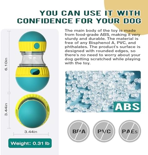 BSISUERM Dog Puzzle Toy Adjustable Treat Dispensing Ball Food Dispenser Tough Slow Feeder Puppy Enrichment Training Toy Pet Interactive Chase Toys for Small Medium Large Dogs to Keep Them Busy, Green
