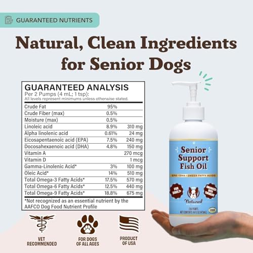 Natural Dog Company Omega 3 Fish Oil for Senior Dogs Supplement – 16oz