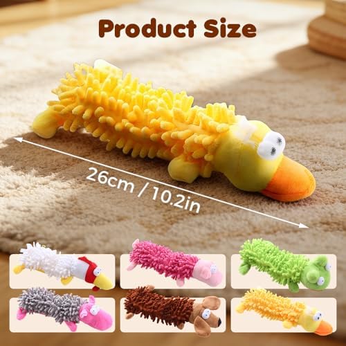 LECDOA Plush Squeaky Dog Toys, Soft Bite Resistant Chew Toys, Duck