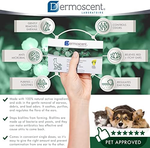 Dermoscent Pyoclean OTO Dog Ear Cleaner - Drops to Stop Head Shaking, Itchy & Waxy Ears - Non-Toxic - Ear Cleaning Solution for Dogs