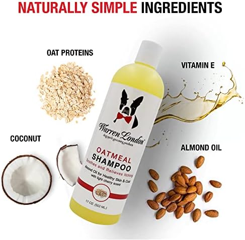 Warren London Oatmeal Dog Shampoo - Fast Itch Relief for Dry, Sensitive, & Irritated Skin - Infused with Vitamins & Neem Oil - Made in USA - 1 Gallon