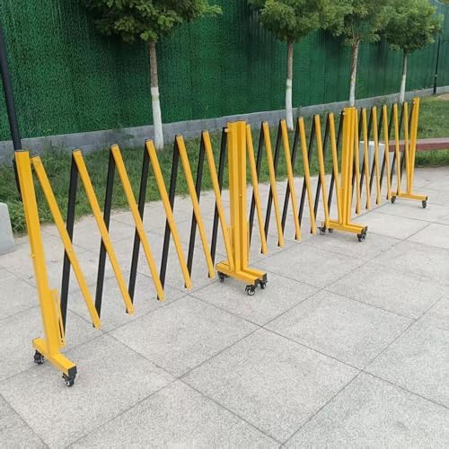 Expandable Folding Security Gate Outdoor Retractable Scissor Door for Schools Connectable Accordion Barricade with Wheels 150x350cm (59.1x137.8in)