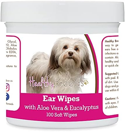 Healthy Breeds Havanese Ear Cleaning Wipes with Aloe & Eucalyptus for Dogs 100 Count