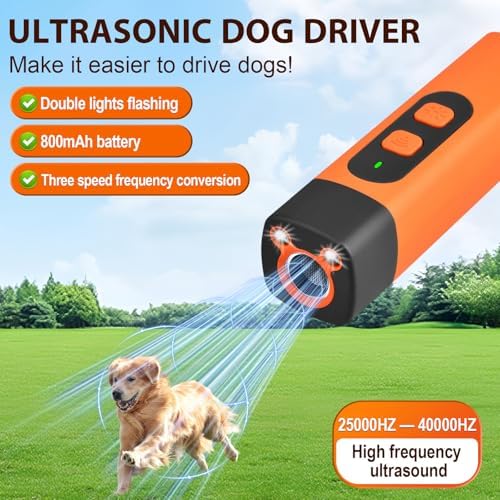 warmow Dog Bark Deterrent Devices, Rechargeable Anti Barking Device for Dogs, 3 Modes & LED Light Ultrasonic Dog Trainer Indoor Outdoor, Suitable for Training to Improve Bad Behavior (Orange)