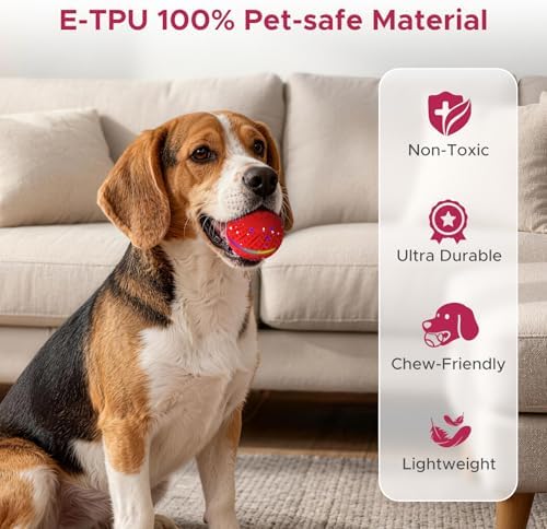 Dog Toys for Small Medium Dog to Keep Them Busy, Smart Interactive Dog Toys, Automatic Moving Bouncy Dog Balls 3-Modes with Lights, Motion Activated Rolling Dog Balls, Mental Stimulation, E-TPU Red