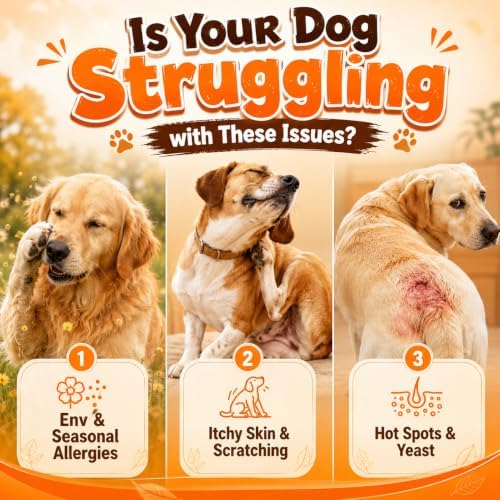 Dog Allergy Chews 200 Ct - Itch Relief for Dogs Immune Support with Colostrum Probiotics Seasonal Allergies Anti-Itch Skin & Coat Supplement, Itchy Skin & Paw Relief Bites - Chicken Flavor
