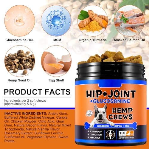 ZIXAOK Glucosamine for Dogs - Hip & Joint Supplement (150 Tablets, 13.2 oz)