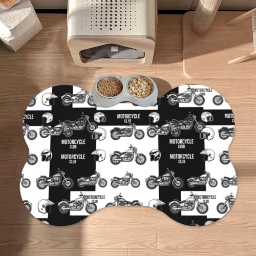 Dog Food Mat Bone Shaped Motorcycle Equipment Pet Feeding Mat