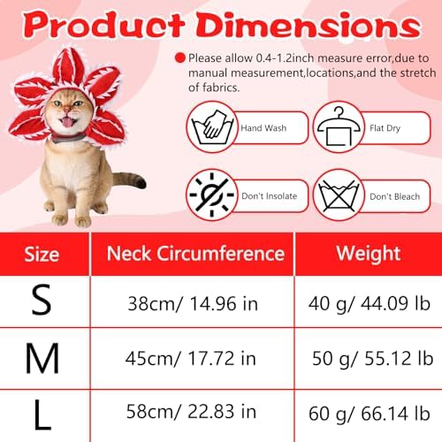 Pet Demon Dog Costume Funny Carnivorous Plant Dog Adjustable Hat Costume with Soft Material Flower Accents (Large)