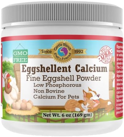 Calcium for Dogs and Cats - Fine Eggshell Powder - Strong Hip & Joint Supplement for Dogs and Cats- Dietary Supplement - No Additives - Pet's Friend Eggshellent Calcium 6oz