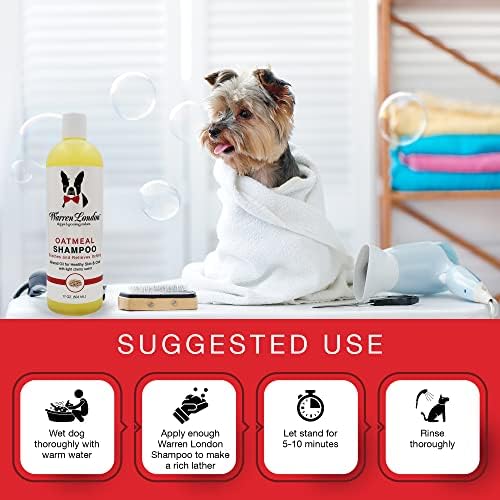 Warren London Oatmeal Dog Shampoo - Fast Itch Relief for Dry, Sensitive, & Irritated Skin - Infused with Vitamins & Neem Oil - Made in USA - 1 Gallon