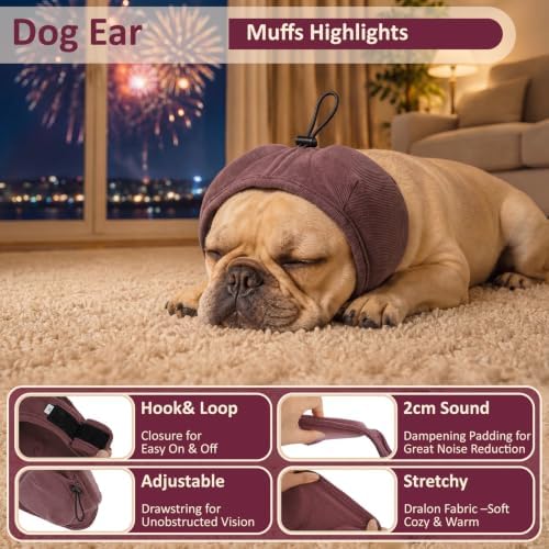 Thick Padded Noise-Reducing Dog Ear Muffs, Anti-Anxiety Calming Ear Hoodie