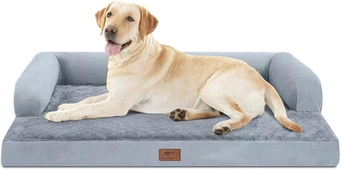 Large Dog Bed Orthopedic Washable - Beds Bolster Pet - XXL XXLarge Big Dogs - Memory Foam - Couch Sofa - Waterproof with Removable Cover - Grey Dog Bed
