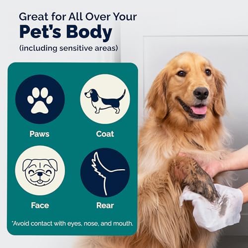 Vetnique DermaBliss Cat & Dog Grooming Wipes, Deodorizing Pet Wipes, 100ct