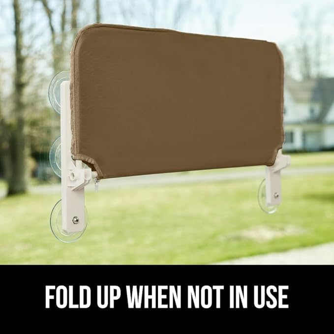 GORILLA GRIP Cat Window Perch, Foldable Cat Window Hammock Bed with 6 Large Suction Cups, Cordless Indoor Wall Shelves, Strong Metal Frame Holds 40lbs, Reversible Washable Sherpa Cover, Large Brown